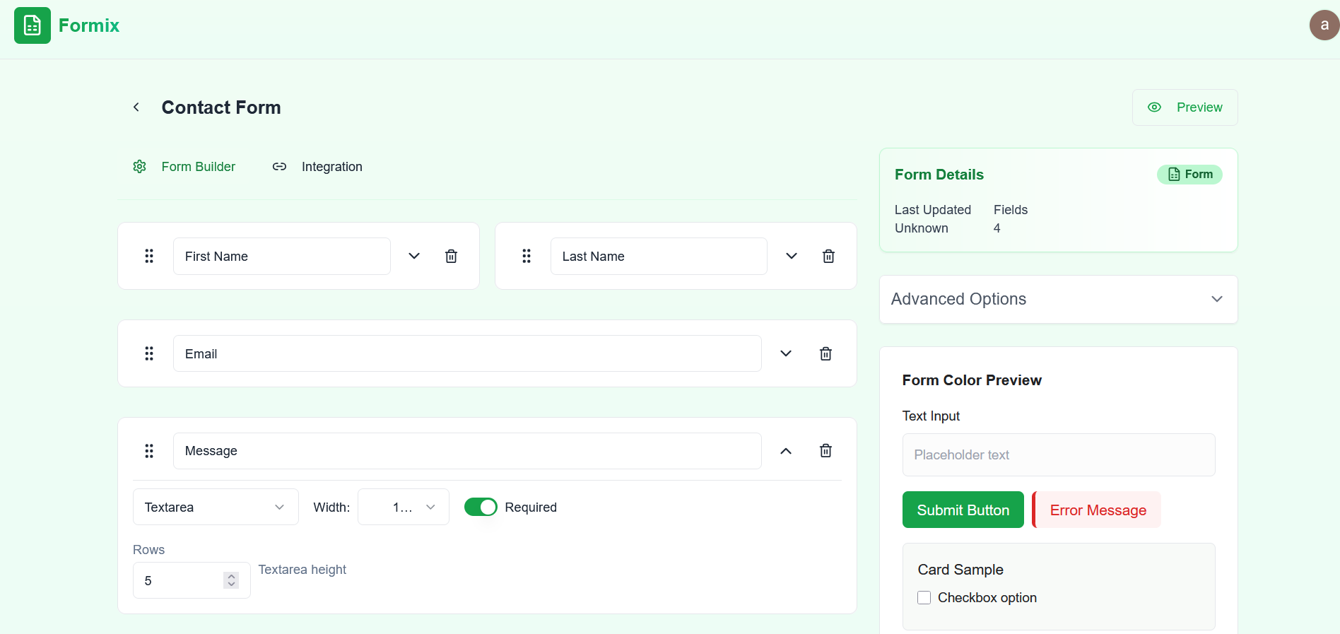Form Builder Interface